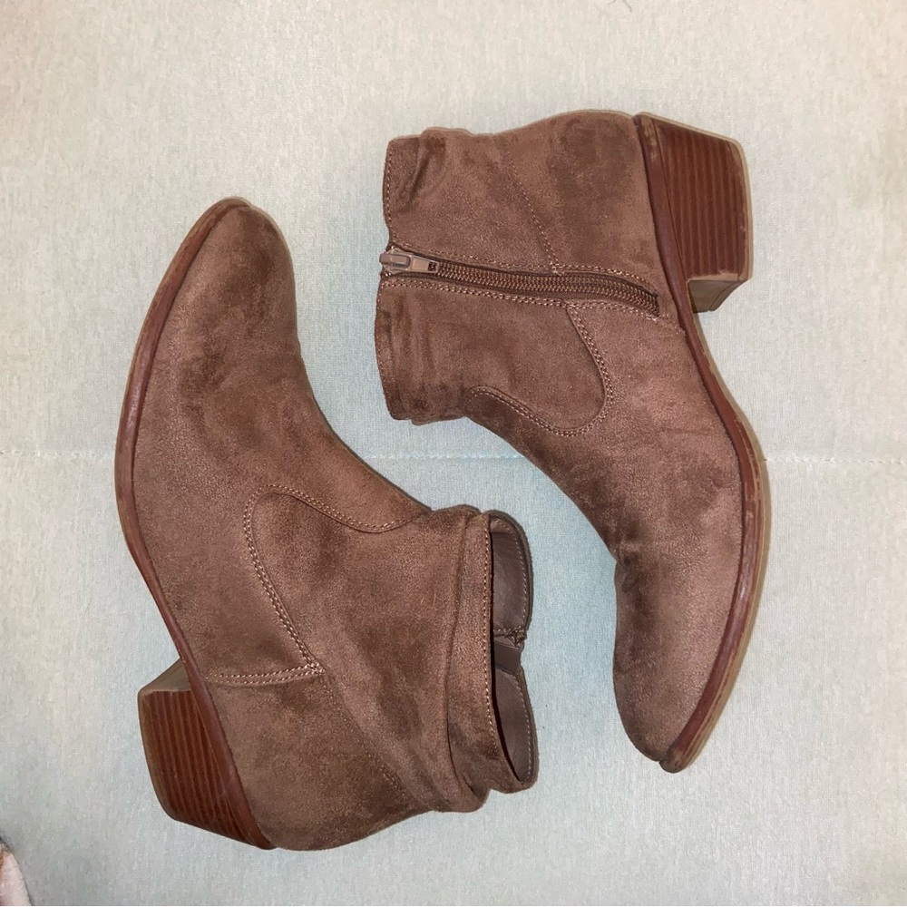 Streetwear Society Tan Faux Suede Ankle Booty